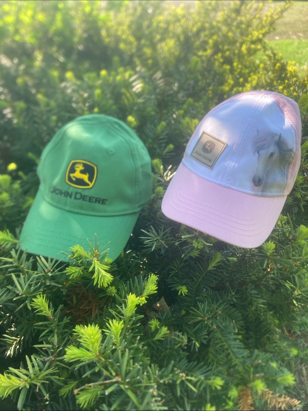 John Deere Green and Pink Toddler Hats